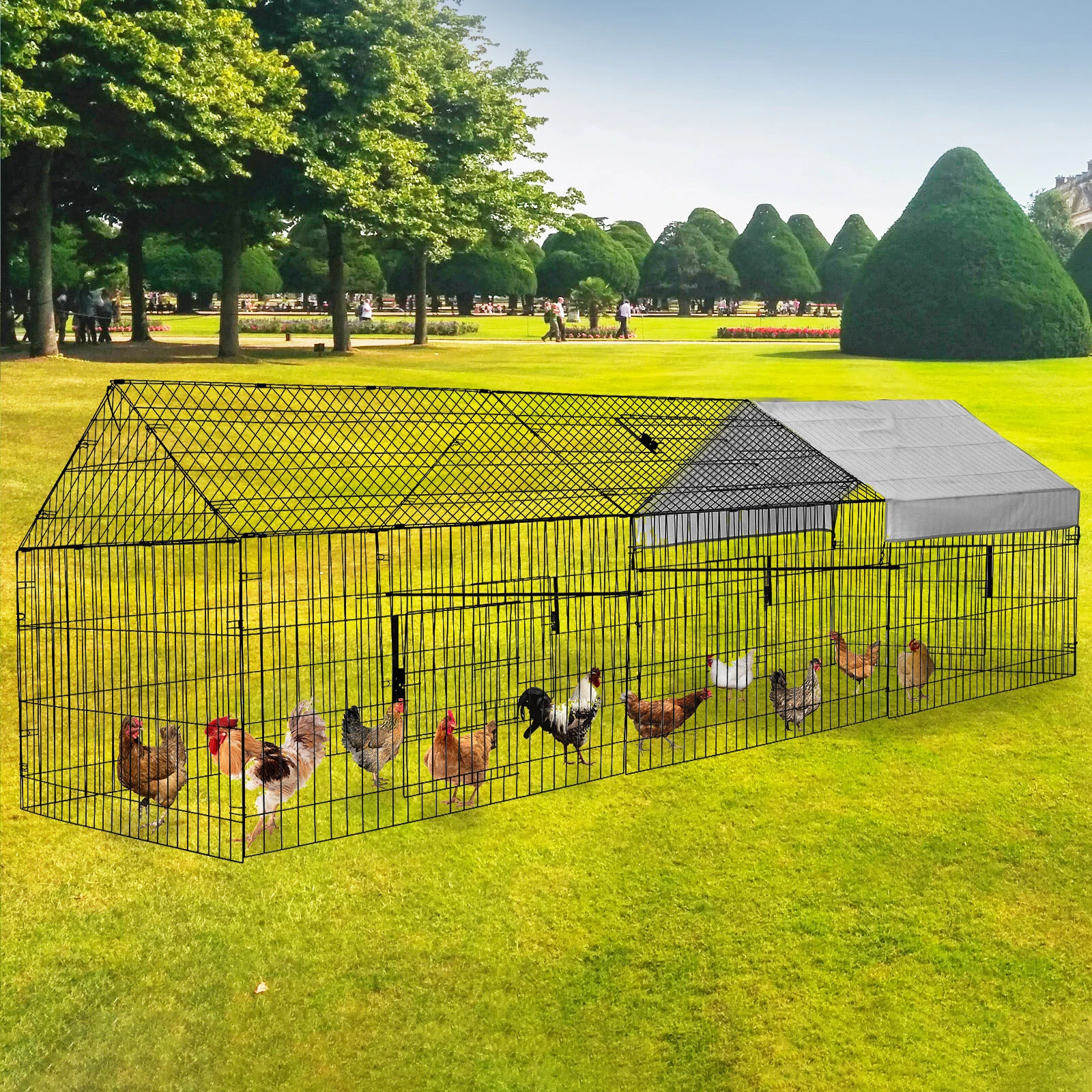PawGiant 130'' Poultry Chicken Coop Hen House Hutch Backyard Run Nesting Box Outdoor Cage (image for) PawGiant 130'' Poultry Chicken Coop Hen House Hutch Backyard Run Nesting Box Outdoor Cage